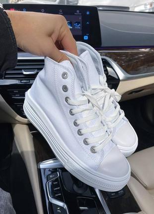 Converse chuk taylor all star move high top white жіночі білі кеді конверс на високій платформі весна літо тренд жіночі білі кеди на високій підошві