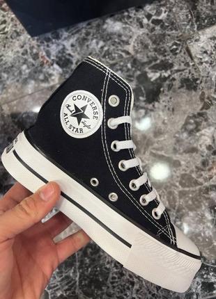 Converse chuck taylor high sole black трендові круті кеди конверс на високій підошві чорні весна літо женские классические кеды на высокой платформе