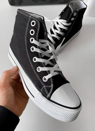 Converse chuck taylor high sole black трендові круті кеди конверс на високій підошві чорні весна літо женские классические кеды на высокой платформе5 фото