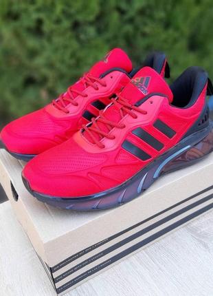Мужские летние кроссовки adidas красные с черным модные весение кроссовки адидас8 фото