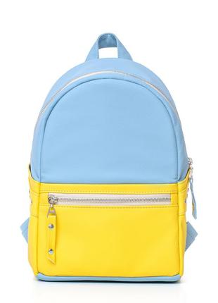 Жіночий рюкзак блакитний з жовтим2 фото