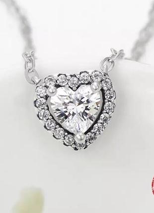 Цепочка 925 пробы,сердце,сердечко,с камнями,подвеска
