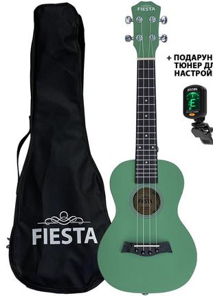 Укулеле концертне fiesta travel bag з чохлом і тюнером чорна, біла, синя, зелена, червона7 фото