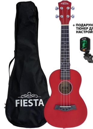 Укулеле концертне fiesta travel bag з чохлом і тюнером чорна, біла, синя, зелена, червона3 фото