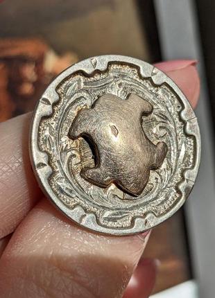 Антикварная серебряная брошь с золотом 1937 англия брошка старинная серебро2 фото