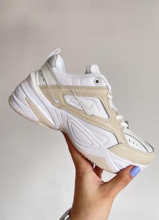 Nike m2k tekno phantom summit white жіночі трендові білі кремові кросівки найк весна літо осінь демісезонні женские белые кремовые бежевые кроссовки