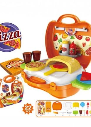 Дитячий ігровий набір кухня pizza у валізці 22 предмети ігровий набір піцерія