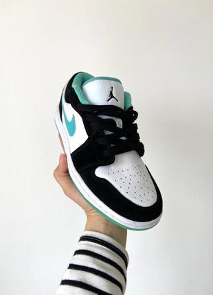 💙🖤 nike jordan low mint жіночі стильні кросівки чорні бірюзові мятні весна літо осінь найк джордан женские кроссовки демисезон бирюзовые черные4 фото