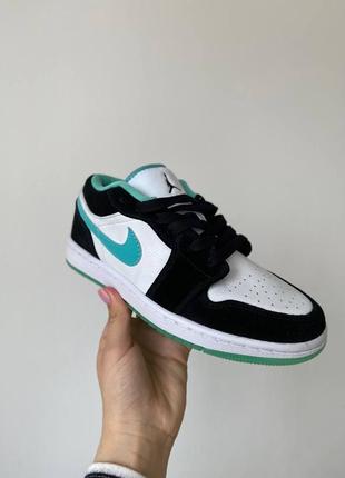 💙🖤 nike jordan low mint жіночі стильні кросівки чорні бірюзові мятні весна літо осінь найк джордан женские кроссовки демисезон бирюзовые черные2 фото