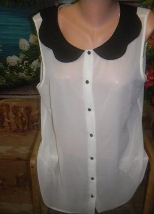 Нова красива шифонова блуза колір шампань чорний комір р 201 фото