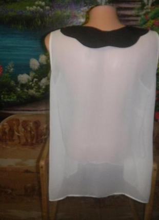 Нова красива шифонова блуза колір шампань чорний комір р 203 фото