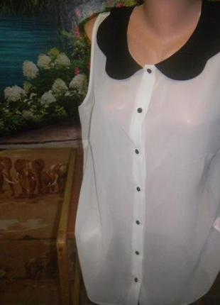 Нова красива шифонова блуза колір шампань чорний комір р 205 фото