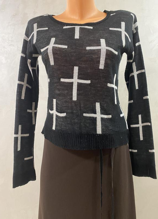 Кофта черно белая с эксклюзивным принтом