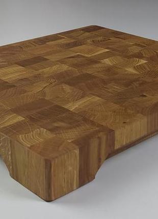 Кухонна обробна дошка дубова 39×25×4 см з ручками, міцна торцева дошка для дому та ресторанів