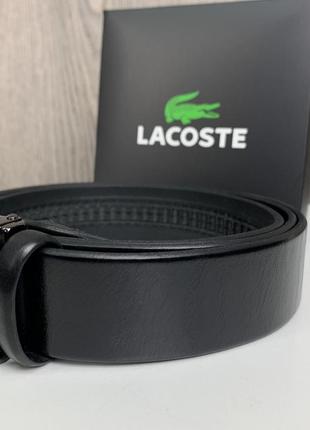 Мужской кожаный ремень автомат в стиле лакоста крокодил в коробке, пояс lacoste натуральная кожа в коробочке7 фото