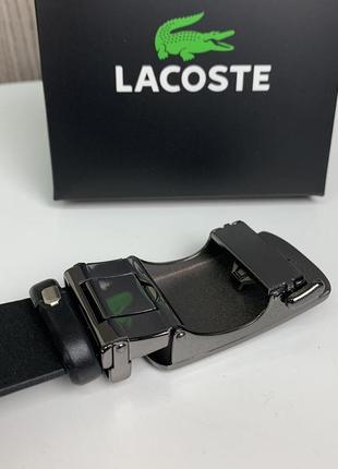 Мужской кожаный ремень автомат в стиле лакоста крокодил в коробке, пояс lacoste натуральная кожа в коробочке4 фото