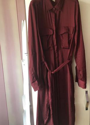 Сукня сорочка h&m вишневого кольору