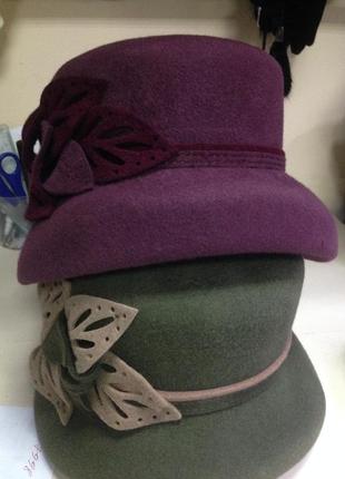 Фетровая зимняя шляпа с лепестками3 фото