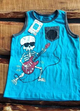 Нова дитяча футболка з принтом скелет грає на гітарі