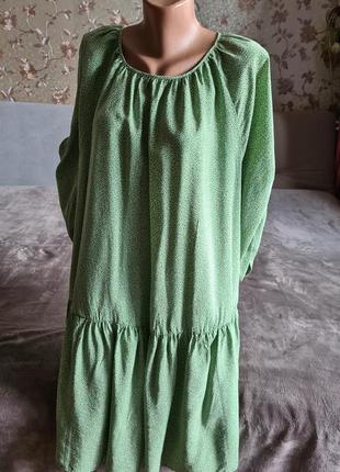 Туника платье в мелкий цветочный принт h m зелень