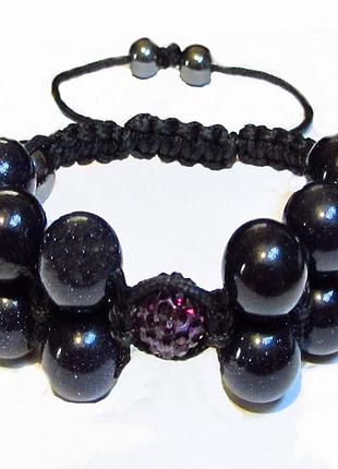 Браслет shamballa с синими авантюринами бабочка