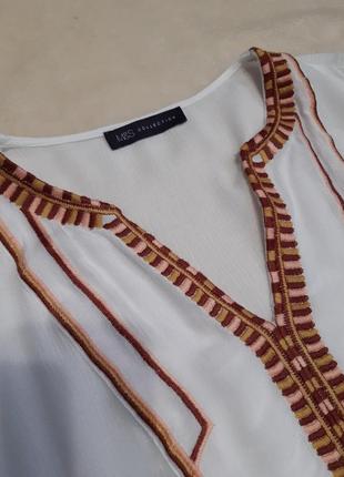 Вільна біла блузка marks & spencer етнічний етно стиль довгий рукав р.18/205 фото