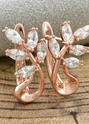 Сережки xuping 24282, розмір 18*12мм, позолота рв, вага 2,8 м, білі фіаніти