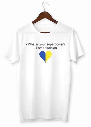 Футболка с принтом "what is your superpower. i am ukrainian" push it