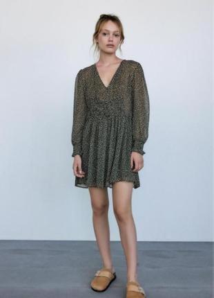 Zara шифонова сукня в принт горошок м2 фото