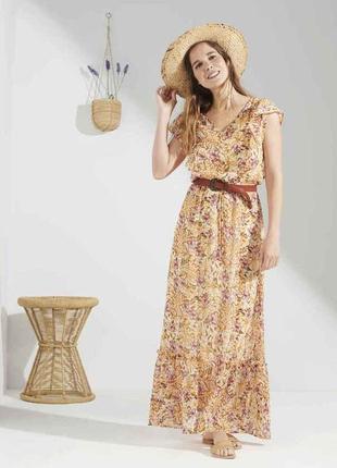 Квіткова максі сукня з воланом квітковий принт esmara квіткове шифонова максі плаття з рослинним візерунком оборк5 фото