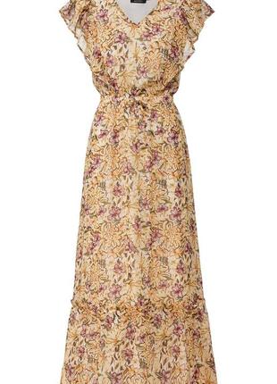 Квіткова максі сукня з воланом квітковий принт esmara квіткове шифонова максі плаття з рослинним візерунком оборк4 фото