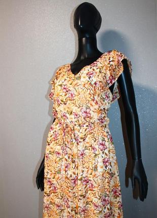 Квіткова максі сукня з воланом квітковий принт esmara квіткове шифонова максі плаття з рослинним візерунком оборк8 фото