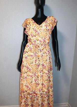Квіткова максі сукня з воланом квітковий принт esmara квіткове шифонова максі плаття з рослинним візерунком оборк6 фото