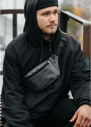 Чоловіча сумка на груди через плече на пояс бананка слінг еко шкіра