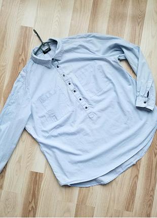 Базова оверсайз сорочка жіноча блакитна хлопкова сорочка жіноча блакитна