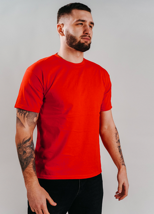 Базова червона чоловіча футболка 100% бавовна (+25 кольорів)1 фото