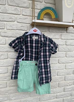 Літній комплект для хлопчика шорти+сорочка 24-36м , 86-95см2 фото