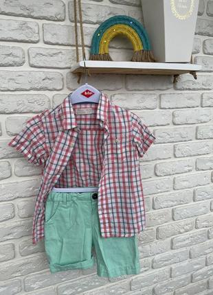 Літній комплект для хлопчика шорти+сорочка 24-36м , 86-95см3 фото