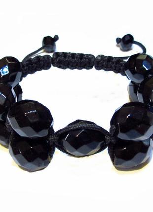 Браслет shamballa с чёрным агатом двойной роскошь ночи