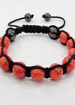 Браслет shamballa з бірюзою і гематитами