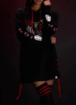 Подовжене худі віднесені примарами безликий худі на флісі толстовка аніме