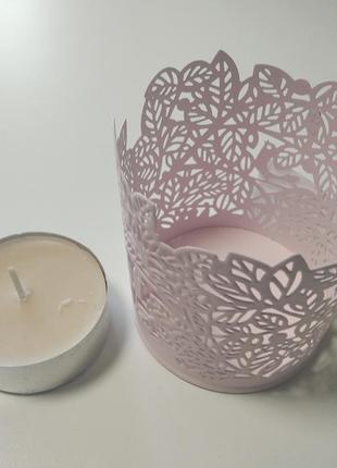 Свічка ароматична у підскляннику рожевому ikea2 фото