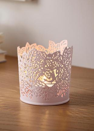 Свічки ароматичні 3 шт та підсклянник рожевий ikea5 фото