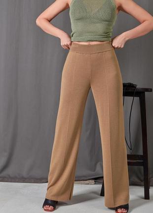 Женские трикотажные брюки-палаццо цвета кемел. модель 23091 фото