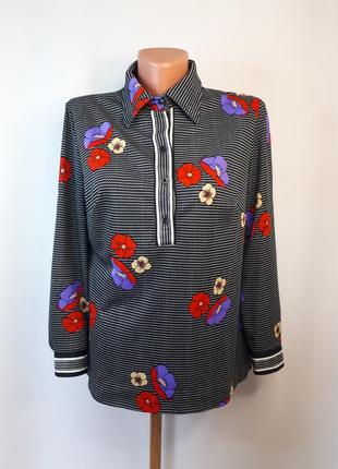 Вінтажна блуза-сорочка в червоні маки(розмір 38-40)