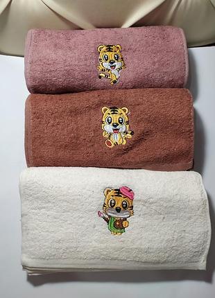 Махровое полотенце кухня с тигриком размер 0,3*0,5 махра, 3 цвета