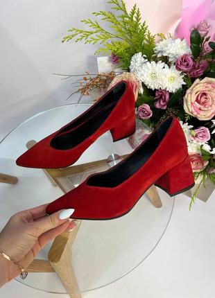 Ексклюзивні туфлі човники італійська замша червоні