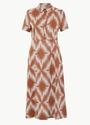 Сукня-сорочка міді з ромбовидним принтом marks & spencer