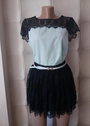 Черная гипюровая юбка
