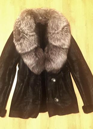 Дублянка коротка з коміром з чорнобурки